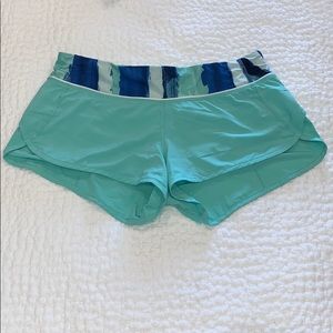 teal lululemon athletic shorts